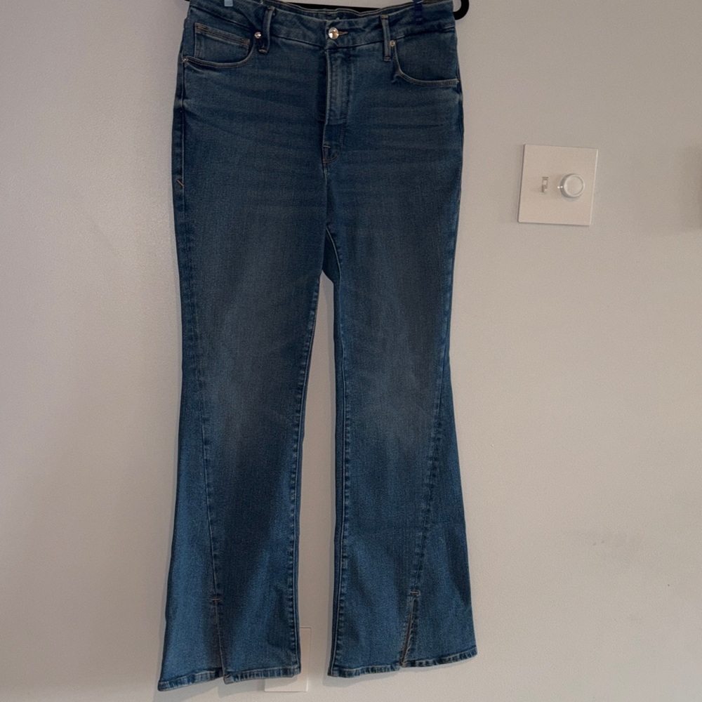 Good American Dark Blue Flare Jeans